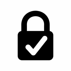 Black padlock icon a white check mark security concept vector illustration