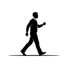 Obraz premium Silhouette of a man in suit walking on a plain surface vector illustration