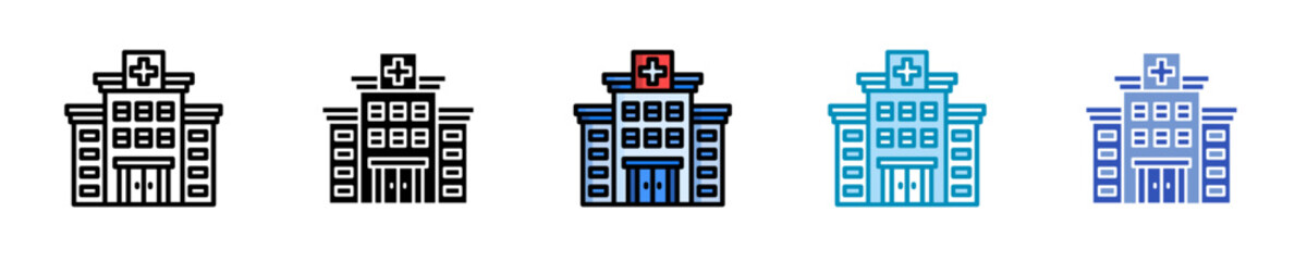 Hospital Building  Icon Set Multiple Style Collection