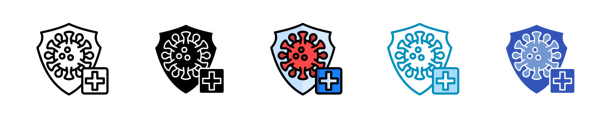 Virus Protection  Icon Set Multiple Style Collection