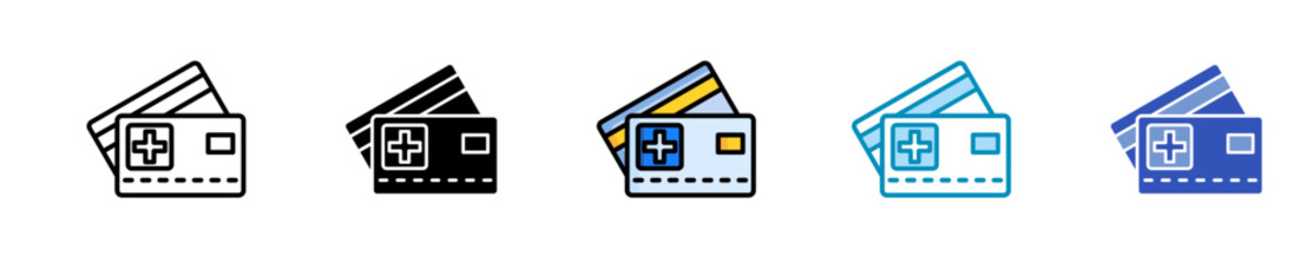 Health Insurance Card  Icon Set Multiple Style Collection