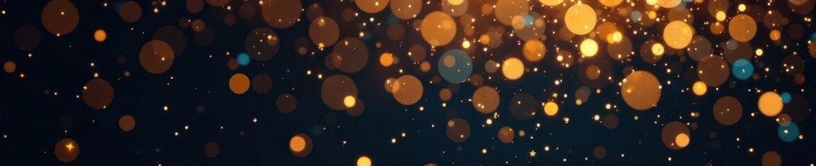 Golden confetti swirls on dark background, festive sparkle , elegant, golden