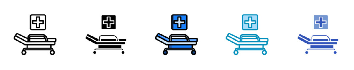 Hospital Bed  Icon Set Multiple Style Collection