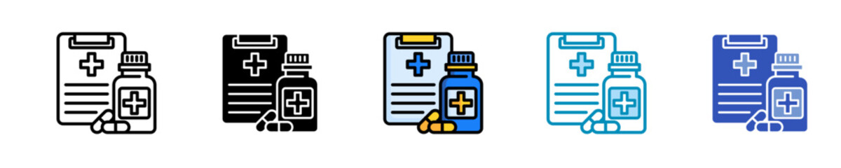 Medical Prescription  Icon Set Multiple Style Collection