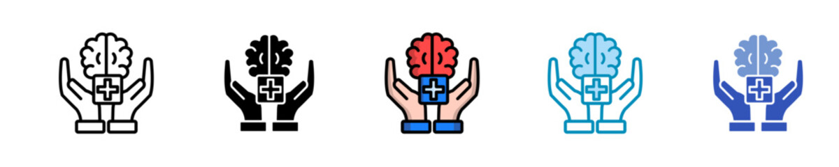 Mental Health Support  Icon Set Multiple Style Collection