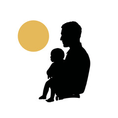 Happy Fathers Day Greeting with Dad and Baby Vector Art