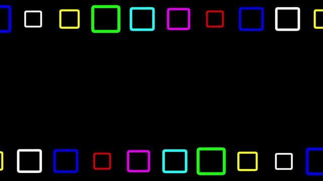 Colorful squares decorative frame on plain black background