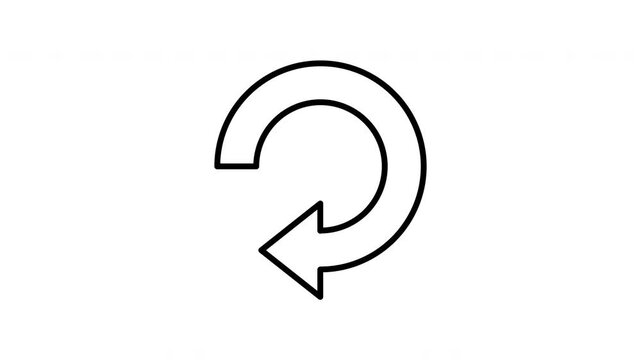 Animated Black Thin Line Icon of Circular Undo Arrow with Transparent Background