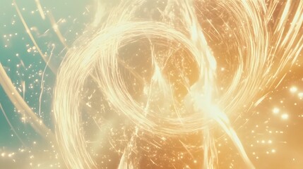 Golden Light Trails Abstract Background Swirling Energy