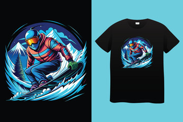 Skateboarding and Skating Meet Ski and Snowboard t shirt design in an Epic Winter Adventure