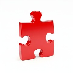 Red Puzzle Piece: Solution, Teamwork, and Problem Solving Concepts