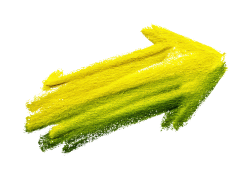 Dynamic yellow arrow on for creative projects isolated on transparent background, png - Powered by Adobe