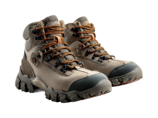 Adventure hiking boots nature trail product isolated on transparent background, png