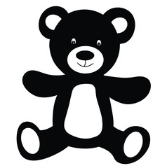 Cute cartoon hand drawn vector teddy bear silhouette.