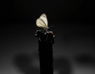Butterfly on Extinguished Candle in Silence