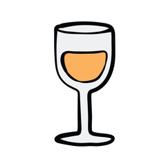 Cartoon Illustration of a Wine Glass with Orange Liquid.