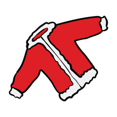 Cartoon Red Winter Jacket with White Fur Trim.