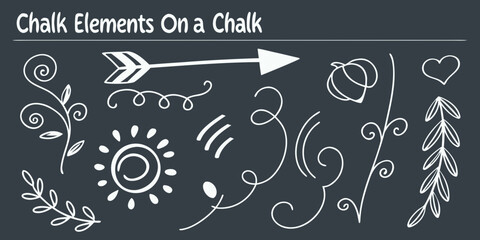 Chalkboard elements collection with arrows and floral designs