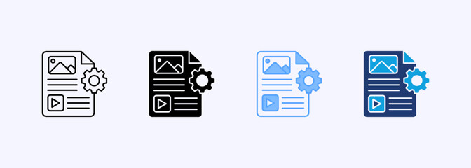 Content Management Icon Set Multiple Style Collection