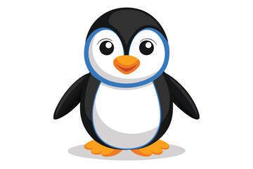 Obraz premium Cartoon Penguin Illustration Standing Upright with Black and White Plumage and Orange Feet