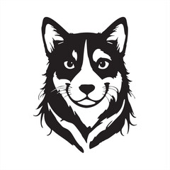 Black and white illustration of a huskys head perfect for logo