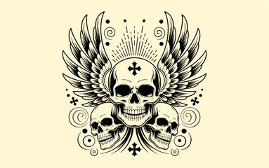 Skull vector design, vector illustration, Skull  design, silhouette style.

