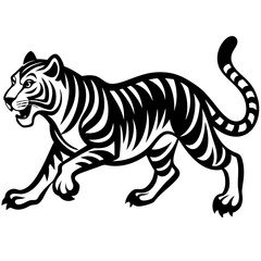 Fototapeta premium Stylized Black and White Tiger Illustration.