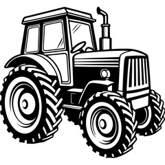 Obraz premium Stylized Black and White Tractor Illustration 1.