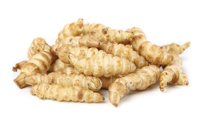 Fresh ground silkworms showcase gourmet ingredients for unique vegetable dishes