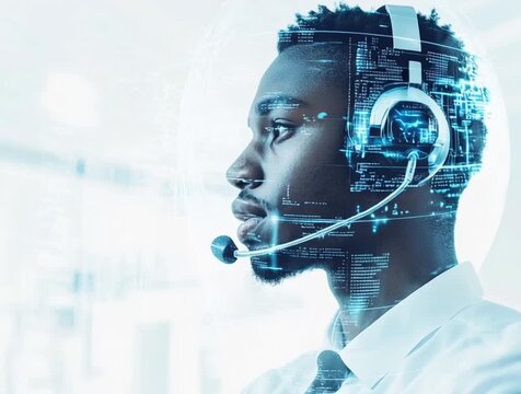 Vid&eacute;o courte sur les op&eacute;rateurs t&eacute;l&eacute;phoniques IA &ndash; Technologie du futur et concept de service client, support digital