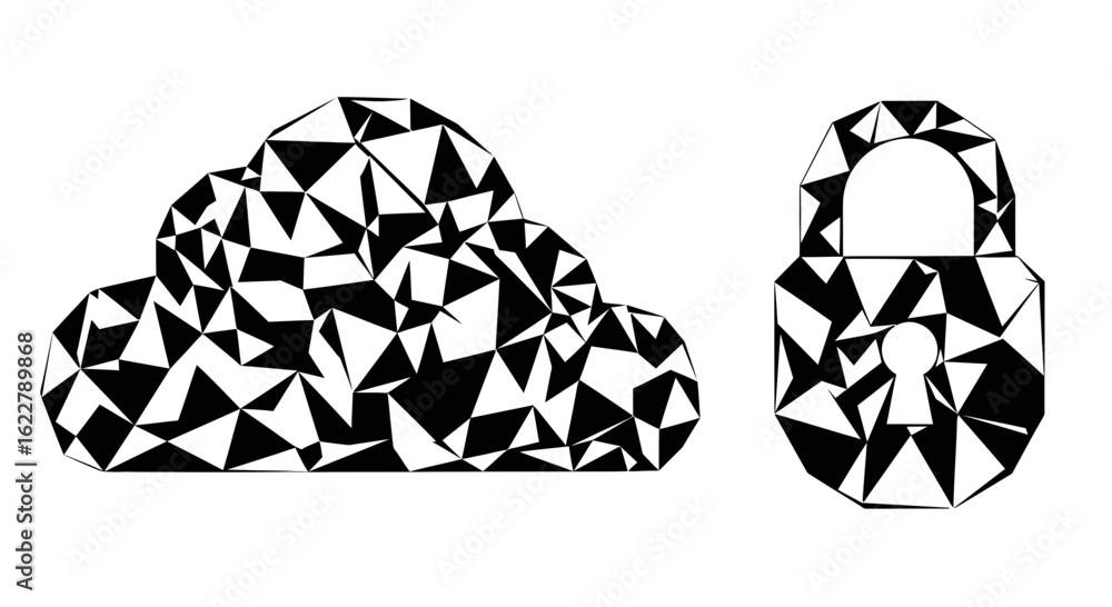 Aufkleber geometric cloud and lock representing data security