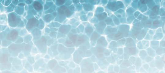 Realistic blue water texture PNG with natural light reflections soft ripples on the surface. Ideal for summer, pool, ocean, or aquatic-themed backgrounds and design projects.