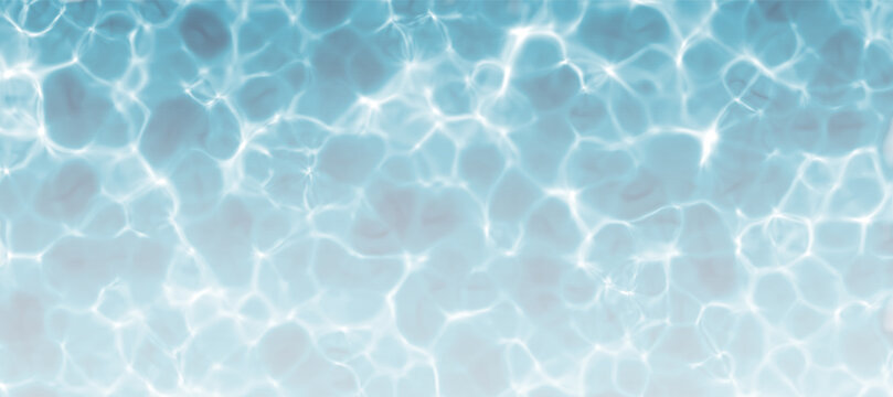 Realistic blue water texture PNG with natural light reflections soft ripples on the surface. Ideal for summer, pool, ocean, or aquatic-themed backgrounds and design projects.