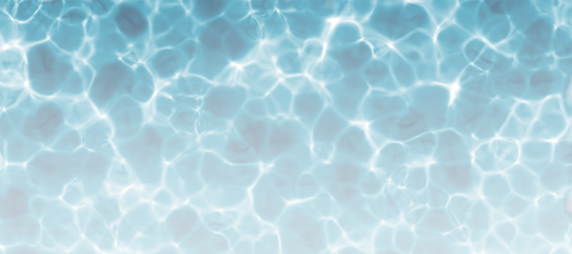 Realistic blue water texture PNG with natural light reflections soft ripples on the surface. Ideal for summer, pool, ocean, or aquatic-themed backgrounds and design projects.