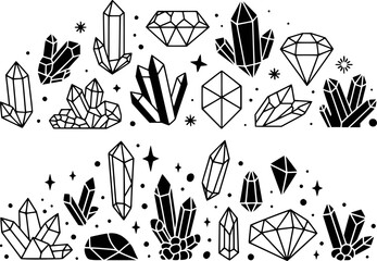 Black and white crystal and diamond pattern crystals diamonds