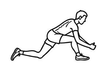 Fototapeta premium Silhouette of a man stretching his arms upwards with a white background vector 1