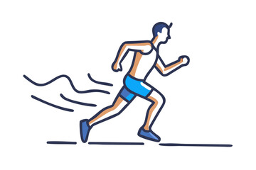 Fototapeta premium Stylized illustration of a man jogging in place with motion lines running person