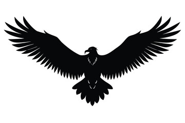 Obraz premium Silhouette of an Eagle with Wings Spread Wide, Isolated on White Background