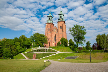 Royal Gniezno Cathedral's interior with sarcophagus St. Adalbert, historical and royal city in Greater Poland Voivodeship