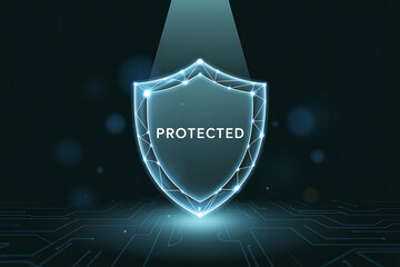 Digital shield protecting data with futuristic glow