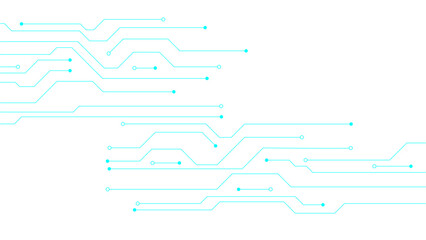 Technology blue circuit diagram on white background. High-tech circuit board connection system.