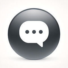 Fototapeta premium Dark Gray Circle with White Chat Bubble and Three Dots