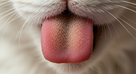 Close-Up of Cat Tongue with Papillae Detail for Veterinary Study