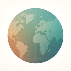 Fototapeta premium Globe with Orange and Teal Gradient Showing Continents 