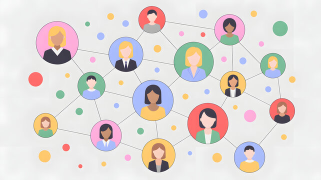 Diverse network of connected people representing global teamwork, collaboration, and communication in modern business settings