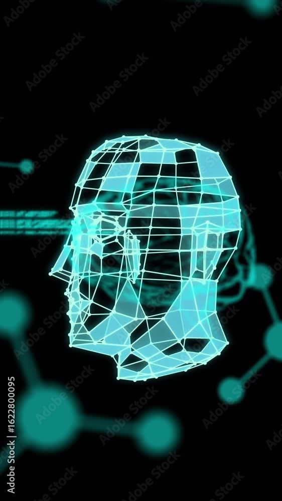 Poster animation of data processing over human head and brains