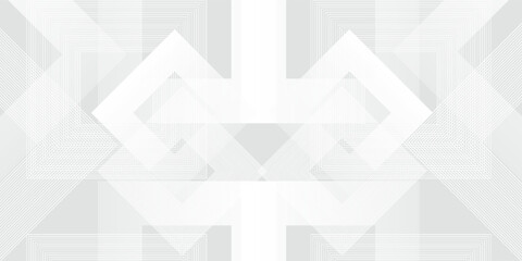 Fototapeta premium White geometric abstract background overlap layer on bright space with lines effect decoration. Modern graphic design element squares style concept for banner, flyer, card, cover, or brochure