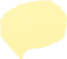 Yellow speech bubble shape with torn edges isolated on white background for communication and dialogue concepts