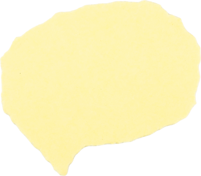 Yellow speech bubble shape with torn edges isolated on white background for communication and dialogue concepts