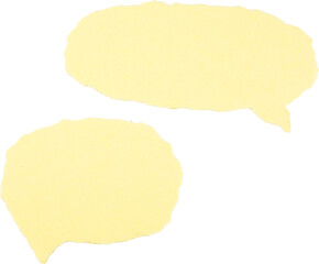 set of Yellow textured speech bubbles isolated on white png transparent background for communication and dialogue concepts